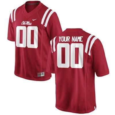 Men%27s Ole Miss Rebels Customized Replica Football 2015 Red Jersey